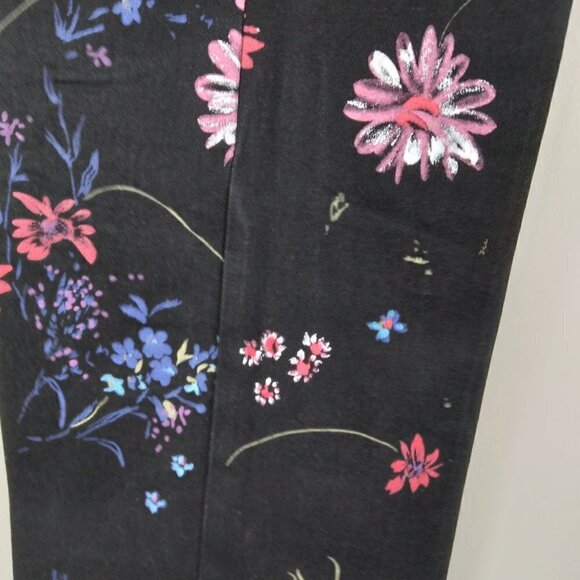 Willi Smith Stretch Black Jeans with Painted Spring Wildflowers Sz 4 - Picture 3 of 8